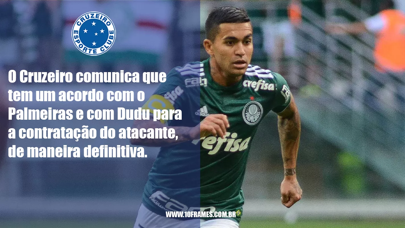 Cruzeiro anuncia contratação de DUDU, ex Palmeiras