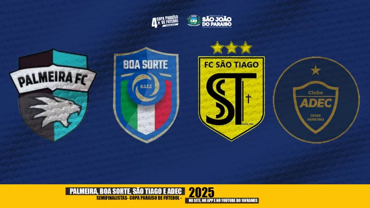 Definidos os semifinalistas da 4ª Copa Paraíso de Futebol: Clássicos e reencontros marcam próxima fase