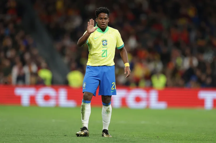 Endrick pela Seleção Brasileira contra a Espanha no Santiago Bernabéu nessa terça-feira 26-03-24 - Foto Rafael Ribeiro - CBF - Licença - CC BY-NC 20