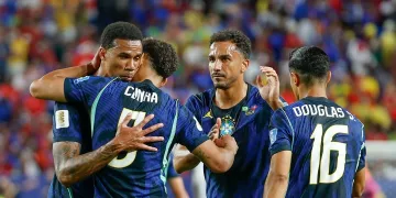 Seleção Brasileira comemora gol de Matheus Cunha contra o Haiti - Foto Rafael Ribeiro CBF