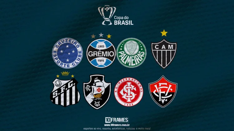 Defidos os oito classificados para s as quartas da Copa do Brasil com destaque para os maiores vencedores da competição Cruzeiro, Grêmio e Palmeiras
